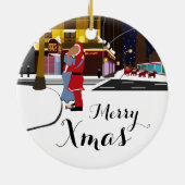 サンタズキスオンブロードウェイクリスマスクリスマスオーナム セラミックオーナメント (裏面)