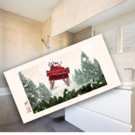 サンタズキャリッジモノグラムクリスマスバスタオル バスタオル