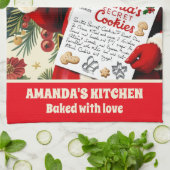 サンタズクッキーレシピパーソナライズされたクリスマス キッチンタオル (折り畳み)