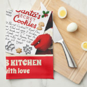 サンタズクッキーレシピパーソナライズされたクリスマス キッチンタオル (四つ折り)