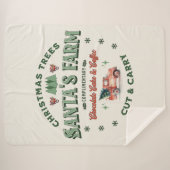 サンタズクリスマスツリーファームロゴヴィンテージスタイル シェルパブランケット (正面(横))