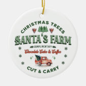 サンタズクリスマスツリーファームロゴヴィンテージスタイル セラミックオーナメント (正面)