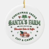 サンタズクリスマスツリーファームロゴヴィンテージスタイル セラミックオーナメント (裏面)