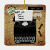 サンタズグッドドッグパピーヴィンテージタイプライター セラミックオーナメント (裏面)