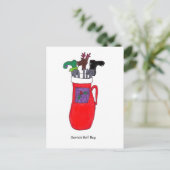サンタズゴルフバッグユーモアのあるクリスマスポストカード シーズンポストカード (スタンド正面)