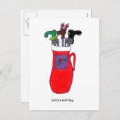 サンタズゴルフバッグユーモアのあるクリスマスポストカード シーズンポストカード (正面/裏面)