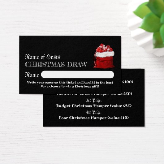 サンタズサック、クリスマスパーティーラッフルチケット (デスク)