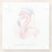 サンタズスノーバードフラミンゴカスタム ガラスコースター (裏面)