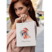 サンタズスノーバードフラミンゴカスタム スモールペーパーバッグ