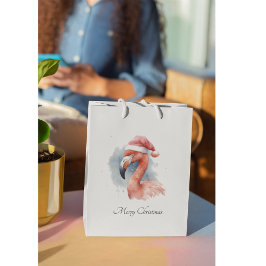 サンタズスノーバードフラミンゴカスタム スモールペーパーバッグ