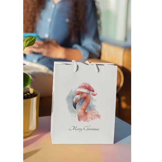 サンタズスノーバードフラミンゴカスタム スモールペーパーバッグ