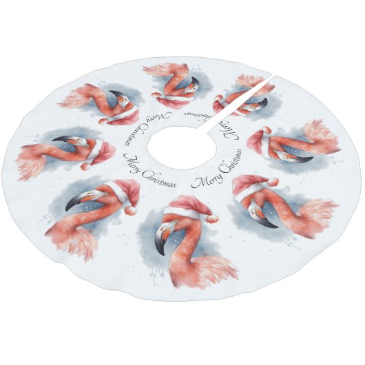 サンタズスノーバードフラミンゴカスタム ブラッシュドポリエステルツリースカート (アングル)