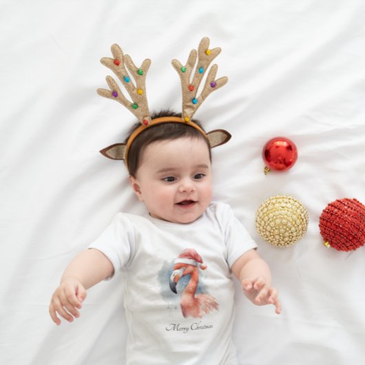 サンタズスノーバードフラミンゴカスタム ベビーボディスーツ