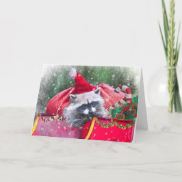 サンタズスリーでぶらぶら歩くクリスマスラクーン シーズンカード