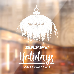 サンタズスリーオーナメントハッピーホリデイズ ウィンドウサイン