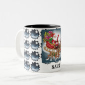 サンタズスリーパーソナライズされたクリスマス ツートーンマグカップ (正面左)