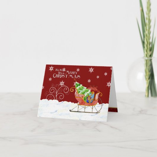 サンタズスリー星のスノーフレークメリークリスマスカード シーズンカード (正面)