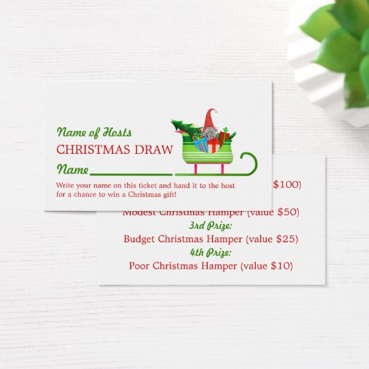 サンタズスリー、クリスマスパーティーラッフルチケット (デスク)
