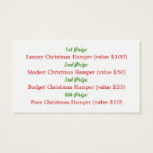 サンタズスリー、クリスマスパーティーラッフルチケット (裏面)