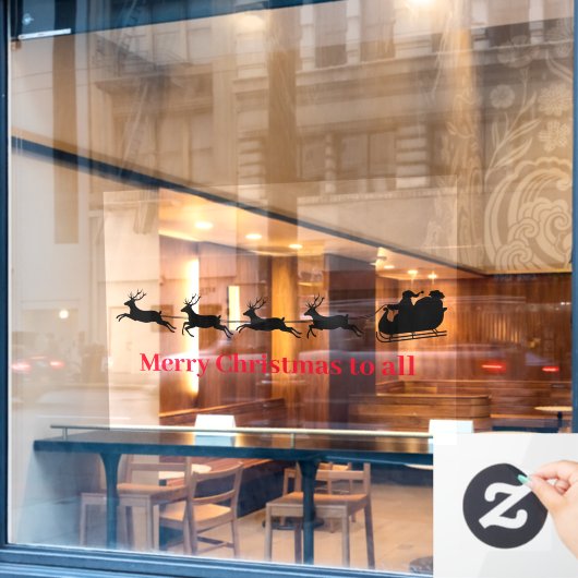 サンタズスリー&トナカイデザイン窓の固定 ウィンドウサイン (カフェ窓)