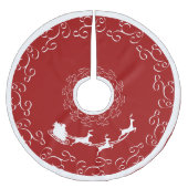 サンタズスリー&トナカイinレッド&ホワイト ブラッシュドポリエステルツリースカート (正面)