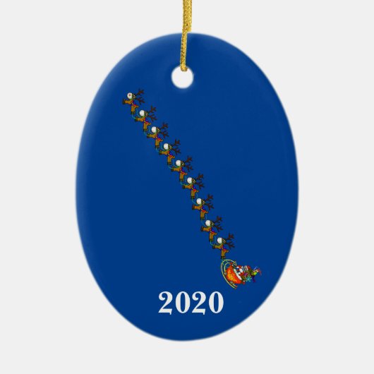 サンタズスレイトインディアwithマスククリスマスオーナメント セラミックオーナメント (正面)