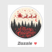 サンタズソリ楽しいクリスマスフォレストのシーンアート» シール (シート)