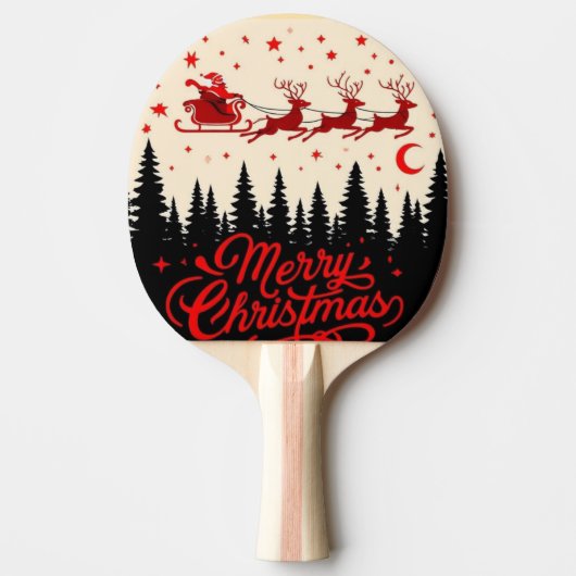サンタズソリ楽しいクリスマスフォレストのシーンアート» 卓球ラケット (正面)