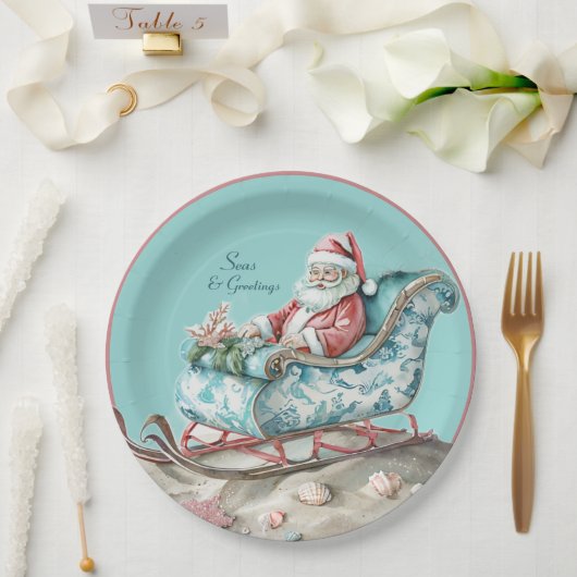 サンタズチノイスリースレイオンビーチ ペーパープレート (ウェディング)