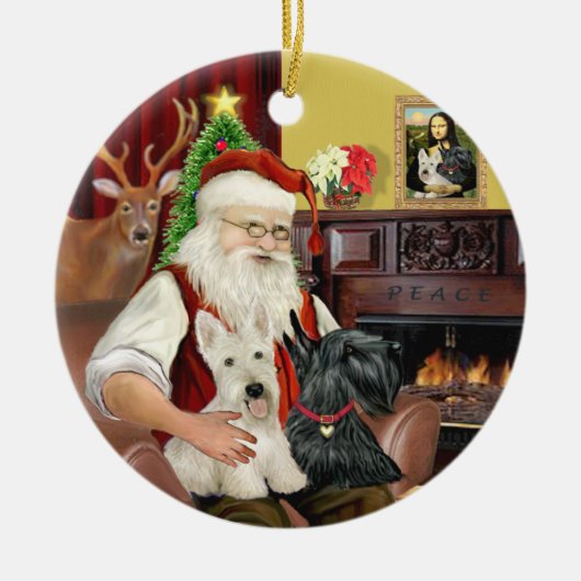 サンタズツスコティッシュテリア セラミックオーナメント (正面)