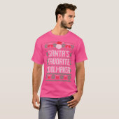 サンタズツールお気に入りのメーカー編みおもしろいクリスマス Tシャツ (正面フル)