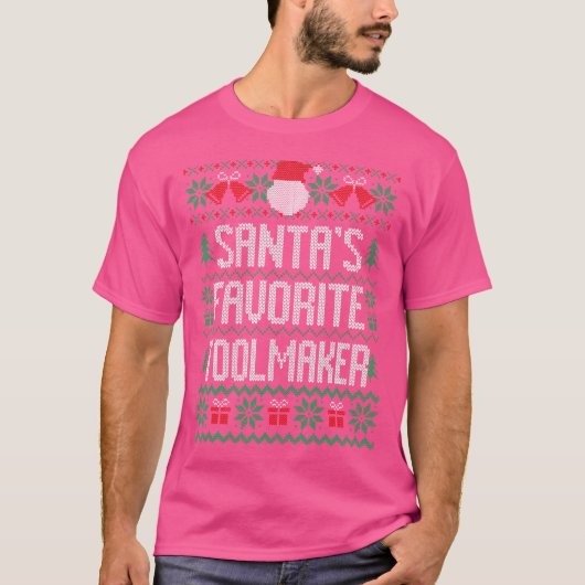 サンタズツールお気に入りのメーカー編みおもしろいクリスマス Tシャツ (正面)