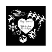 サンタズトナカイハートウッドアートスタンプ ラバースタンプ (インプリント)