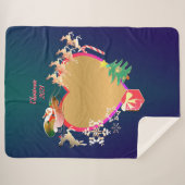 サンタズトナカイハートフォトシェルパブランケット シェルパブランケット (正面(横))