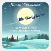 サンタズトナカイ飛んでいるスレイ スクエアシール (正面)