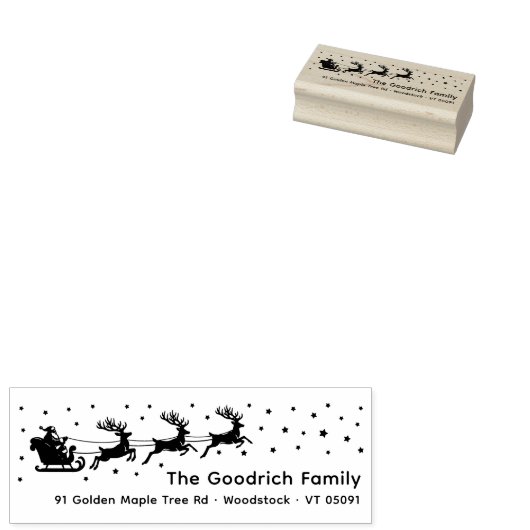 サンタズトナディアスリー差出人住所木製 ラバースタンプ (押印)