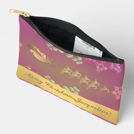 サンタズトナディアパープル金ゴールドシフォンスカーフ アクセサリーポーチ (見開き)