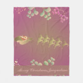 サンタズトナディパープルラッピング紙 フリースブランケット (正面)