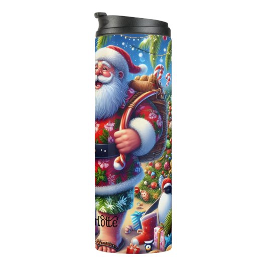 サンタズトロピカルビーチクリスマスおもしろい タンブラー (回転右)