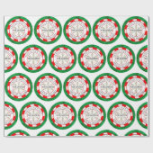 サンタズニースリストグリーンシール名前をカスタムするクリスマス ラッピングペーパー (フラット)