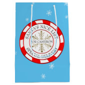 サンタズニースリスト名前をカスタムするクリスマス ミディアムペーパーバッグ (裏面)