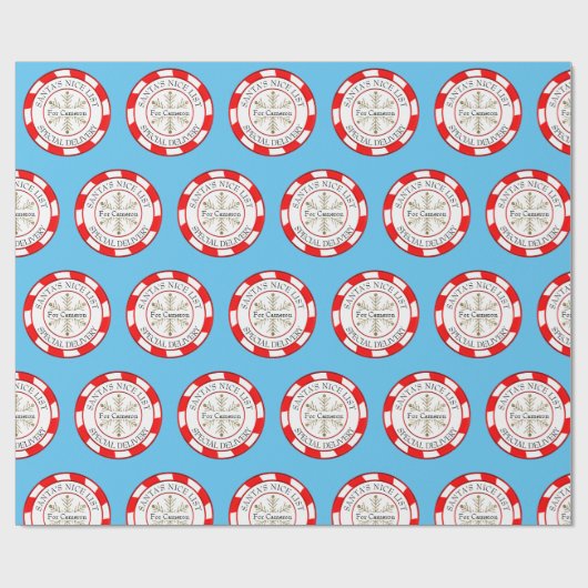 サンタズニースリスト名前をカスタムするクリスマス ラッピングペーパー (フラット)