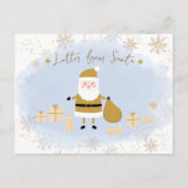 サンタズニースリスト子供へ、金ゴールドサンタプレゼント シーズンポストカード (正面)