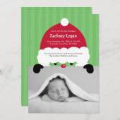 サンタズハットの写真誕生のお知らせ シーズンカード (正面/裏面)