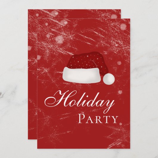 サンタズハットホリデークリスマスパーティー冬 招待状 (正面/裏面)