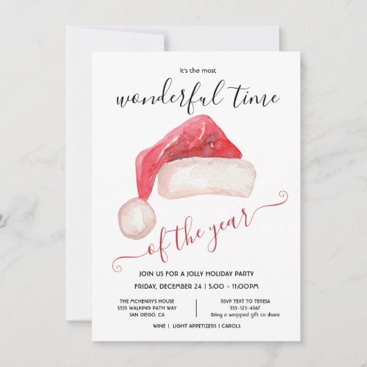 サンタズハットホリデークリスマスパーティー 招待状 (正面)