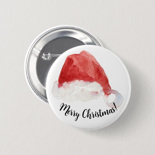 サンタズハットメリークリスマスレッドウォーター色 缶バッジ (正面&裏面)