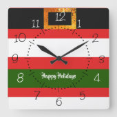 サンタズパンツデザインクリスマスシーズン スクエア壁時計 (正面)