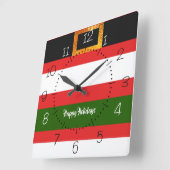 サンタズパンツデザインクリスマスシーズン スクエア壁時計 (傾斜)