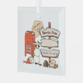 サンタズパーソナライズされたリトルヘルパー ガラスオーナメント (正面左)